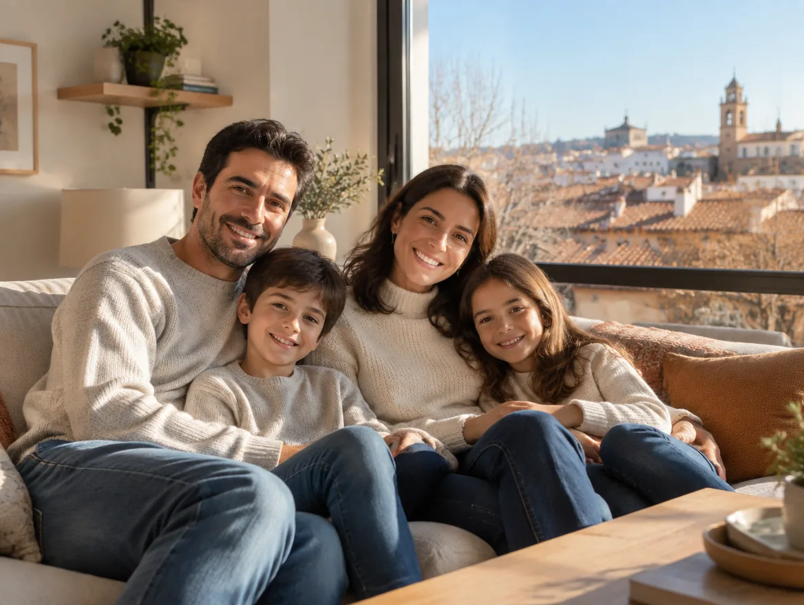 Familia disfrutando del confort térmico en su hogar